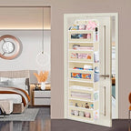 Over The Door Organizer, 5 Shelves Closet Door Hanging Organizer with 10 Mesh Pockets, Nursery Closet Organizer, Baby Essentials, Dorm Room Essentials for Girls