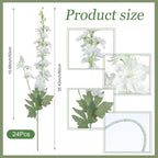 24 Pcs White Delphinium Artificial Flower 35.4'' Long Larkspur Stem White Fake Faux Silk Flowers Bulk for Tall Vase Floral Arrangements Home Centerpiece Table Wedding Decor