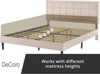 Decoro Mornington Upholstered 2.0 Platform Bed, Button-Tufted Fabric Headboard and Metal Frame with Wood Slat Support, Linen, Full