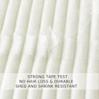 Cuddly Blanket King Size, Fluffy Fleece Blanket, Warm and Soft Blanket with Striped Pattern for King Calking Bed, 90x108 Inches,Cream