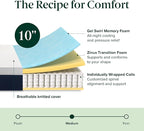 ZINUS 10 Inch Full Cooling Comfort Hybrid Mattress [New Version], Fiberglass Free, Medium Firm Feel, Motion Isolation, Certified Safe Foams & Fabric