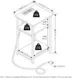 Furinno Moretti Side Table, 3-Tier End Table with Charging Station, Metal Frame Night Stand, Bedside Table with USB and Type-C Charging Port, for Living Room, Bedroom, Bauhaus Oak