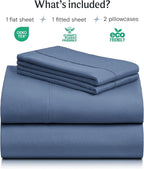 LuxClub 4 PC Queen Sheet Set, Deep Pockets Wrinkle Free Cooling Bed Sheets Hotel Bedding for Women, Men, Kids & Teens, Includes 1 Fitted Sheet, 1 Flat Sheet and 2 Pillowcases - Silky Soft Oxford