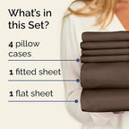 Cal King 6 Piece Sheet Set - Comfy Breathable & Cooling - Ultra-Soft Hotel Luxury Bedding Set with 8-16 Inch Deep Pockets - 1 Flat & 1 Fitted Sheet & 4 Pillowcases - Wrinkle Free & Easy Care - Brown