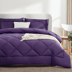 CozyLux Queen Comforter Set Purple - Bed in a Bag Queen Size 7 Pieces, Luxury Soft Bed Set for All Seasons, Bedding Set with Down Alternative Comforter, Sheets, Pillowcases & Shams