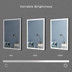 Fab Glass and Mirror LED Lighted Bathroom Mirror 30 x 40 Inch, Black Framed Wall Mounted Dimmable Vanity Mirror, Anti-Fog Touch Sensor, Adjustable Color Warm/White/Natural