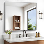 36" x 40"Bathroom Mirror, Silver Rectangle Corner Wall Mirror with Metal Frame, Decorative Rectangular Vanity Mirror for Bedroom Bathroom Living Room Entryway (Horizontal/Vertical)