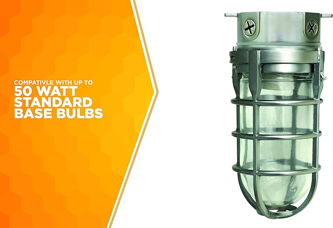 Woods L1706 Vandal Resistant Security Light With Ceiling Mount (150W Incandescent Bulb; Silver)