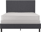 DHP Janford Upholstered Bed, Chic Grey Linen Platform Queen Bed with Modern Headboard, Sturdy Wood and Metal Frame