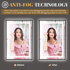 LED Bathroom Mirror,30"x36" Mirror with Black Frame, Front Light and Backlit, Stepless Dimmable, Anti-Fog, Shatter-Proof, Memory, 3 Colors, Double LED Vanity Mirror