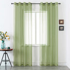 DUALIFE Sage Green Sheer Grommet Curtains 120Inches Extra Length for Bedroom -Light Filttering Curtains Drapes 2 Panels for Living Room Party Backdrop?52W X 120L Inch