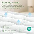Ultra Soft California King Size Mattress Topper - Viscose Made from Bamboo Pillow Top Mattress Pad for Back Pain Relief - Naturally Cooling for Hot Sleepers, Green