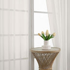 OVZME Ivory Bedroom Curtains 96 Length for Farmhouse, 59 Inch Extra Wide Light Filtering Voile Drapes Light Airy Window Decor for Patio Door Living Room Bedroom Dining, 59Wx96L Inches