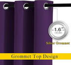 NICETOWN Blackout Bedroom Curtains 66 inches Long, Grommet Light Reducing Thermal Window Treatments Solid Room Darkening for Living Room, Set of 2, W66 x L66, Royal Purple
