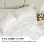 Love's cabin Twin Silky Soft Satin Bed Sheet Set - 3 Piece, Ivory, Luxury Fitted & Flat Sheets, Deep Pockets, Envelope Closure, 1800 Thread Count, Cooling, Breathable, Hypoallergenic