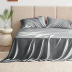 Love's cabin Twin XL Satin Sheet Sets - 3 Piece Dark Grey Silky Bed Sheets with Deep Pockets, Luxury Silk Feel Satin Sheet Set Twin XL (1 Flat Sheet,1 Fitted Sheet,1 Pillow case)