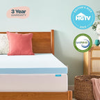 LINENSPA Memory Foam Mattress Topper - 3 Inch Gel Infused Memory Foam - Plush Feel - Cooling and Pressure Relieving - CertiPUR Certified - Dorm Room Essentials - California King Size