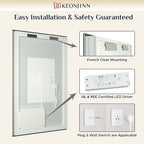 Keonjinn Bathroom Mirror with Lights 60 x 40 Inch, LED Mirror with Backlit, Anti Fog Lighted Mirror with Stepless Dimmable, UL Listed LED Driver, Waterproof, CRI90+, HD Tempered Glass