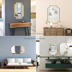 Kelly Miller 30"x40" Large Gold Bathroom Mirror for Wall, Gold Scalloped Vanity Mirror Bevelled Framed Decorative Mirror for Master Bath Half Bath Entrance Hallway Bedroom Living Room Fireplace Mantle