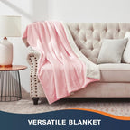 Walensee Sherpa Fleece Blanket (Throw Size 50”x60” Pink) Plush Throw Fuzzy Super Soft Reversible Microfiber Flannel Blankets for Couch, Bed, Sofa Ultra Luxurious Warm and Cozy for All Seasons