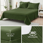 HYMOKEGE Olive Green California King Comforter Set Seersucker 7 Pieces, All Season Luxury Bed in a Bag for Bedroom, Bedding Set with Comforter, Sheets, Pillowcases & Shams