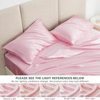 Love's cabin Twin XL Satin Sheet Sets - 3 Piece Pink Silky Bed Sheets with Deep Pockets, Luxury Silk Feel Satin Sheet Set Twin XL (1 Flat Sheet,1 Fitted Sheet,1 Pillow case)