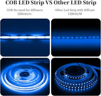iNextStation COB LED Strip Light Blue 16.4FT 5M, DC12V CRI 93+ Dimmable Flexible LED Tape Lights for Bedroom, Kitchen, TV Backlight, Cupboard, Wardrobe, Home Lighting Decor
