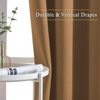 NICETOWN Blackout 78 inch Curtains for Doorway 2 Panels Set, Grommet Thermal Insulated Room Darkening Door Curtains Sound Reducing for Bedroom/Home Office, Gold Brown, W52 x L78