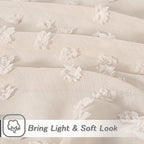MYSKY HOME Beige Sheer Short Curtains with Pom Pom for Small Windows Bedroom Nursery Kids Girls Room Curtains Cafe Kitchen Light Filtering Boho Drapes, Rod Pocket,52 x 45 Inches, 2 Panels
