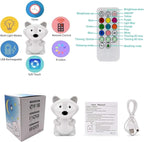 Big Size Night Light for Kids, Portable Silicone Bedside Lamp, Multicolor Light with Touch Control + Remote Control, USB Rechargeable Light for Adults/Children/Baby Bedroom/Gift - Large Fox