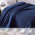 Exclusivo Mezcla Fleece Blanket Twin Size for Bed, Super Soft and Warm, All Season Use, Cozy, Plush, Lightweight, 90x66 Inches, Navy Blue