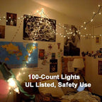 Brizled Warm White Clear Christmas Lights Connectable, 21FT 100 Count Mini Incandescent String Lights Plug in, Waterproof Xmas Tree Lights Green Wire for Indoor Outdoor Home Party Garden Yard Decor