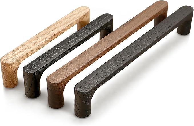 Black Round 5 in 6 pcs Wooden Drawer Pulls Handle pulls for cabinets Kitchen Cabinet Drawer pulls Cabinet Door Pull