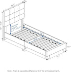 Furinno Laval Button Tufted Upholstered Platform Bed Frame, Twin, Glacier