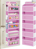 Over The Door Organizer, 5 Shelves Closet Door Hanging Organizer with 10 Mesh Pockets, Nursery Closet Organizer, Baby Essentials, Dorm Room Essentials for Girls