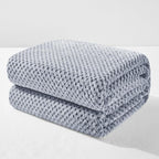 Exclusivo Mezcla Fleece Bed Blanket Queen Size, Super Soft and Warm Blankets for Couch, Sofa and Bed Waffle Textured, Cozy, Fuzzy and Lightweight (Mixed Navy Blue, 90x90 Inches)