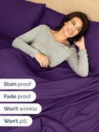 Extra Deep Twin Sheet Set - 4 Piece Breathable and Cooling Sheets - Hotel Luxury Bed Sheets Set - Easy & Secure Fit - Soft, Wrinkle Free and Comfy Sheets Set - Purple Sheet Set with Extra Deep Pockets