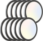 zemty 12Pack LED Flush Mount Ceiling Lights, 6.5 Inch 12W 1200lm Lighting Fixtures Recessed, Adjustable 3000K 4000K 6500K, Round Modern Ceiling Lamp for Bathroom Closet Hallway (Black)