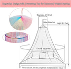Eimilaly Princess Rainbow Bed Canopy with 250pcs Warm White Curtain Lights, Bed Canopy for Girls Room Decor or Unicorn Theme Party