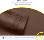 Split King Sheets - Breathable Luxury Sheets with Full Elastic & Secure Corner Straps Built In - 1800 Supreme Collection Extra Soft Deep Pocket Bedding Set, Sheet Set, Split King Size, Brown