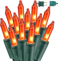 BrizLabs Orange Lights, 150 Counts 34.8ft Incandescent Halloween Lights Connectable, UL Certified Orange String Light, Mini Light Set for Indoor Outdoor Halloween Christmas Tree Party Decor