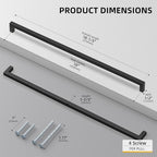 goldenwarm 150 Pack 18 Inch Black Cabinet Handles Matte Black Drawer Pulls Stainless Steel Cabinets Hardware Square Bar Modern for Kitchen Bathroom Cupboard