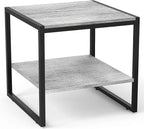 Homieasy End Table, 20 Inch Square Side Table Modern Night Stand with 2-Tier Storage Shelf, Living Room Small Coffee Table, Wood Finish Bedside Table for Bedroom, Light Oak
