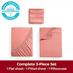 Mellanni Extra Deep Twin Sheets - 3 PC Iconic Collection Bedding - Hotel Luxury, Ultra Soft, Cooling Bed Sheets - Wrinkle, Fade, Stain Resistant (Twin, Coral)