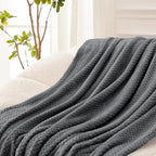 Exclusivo Mezcla Fleece Throw Blanket Extra Large, Super Soft and Warm Blankets for Couch, Sofa and Bed Waffle Textured, Cozy, Fuzzy and Lightweight (Dark Grey, 50x70 Inches)
