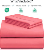 LuxClub 4 PC Sheet Set Bed Sheets Deep Pockets 16" Eco Friendly Wrinkle Free Cooling Machine Washable Hotel Bedding Silky Soft - Vermilion King