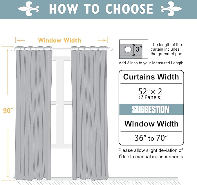 ChrisDowa 100% Blackout Curtains 90 inch Long for Bedroom with Black Liner, 2 Thick Layers Total Blackout Thermal Insulated Grommet Long Window Curtains 2 Panels Set (Greyish White, 52 x 90 Inch)