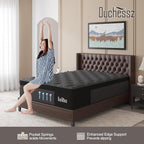 Full Mattress, 10 Inch Hybrid Mattresses Black with Gel Memory Foam and Individually Pocket Innerspring Euro Top Medium Firm for Motion Isolation, Edge Support, 100 Night Trial