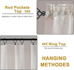 OWENIE Linen Blend Short Semi Sheer Curtains 54 inch Length 2 Panels Set for Small Window, Natural Curtain for Bedroom/Living Room, Rod Pocket Farmhouse Drapes, 2pcs, 40 W x 54 L