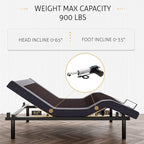 SHA CERLIN Electric Adjustable Bed Base, Ergonomic Upholstered Full Size Bed Frame with Upgraded Motors and Wireless Remote Control, Independent Head and Foot Incline, Assembly Required